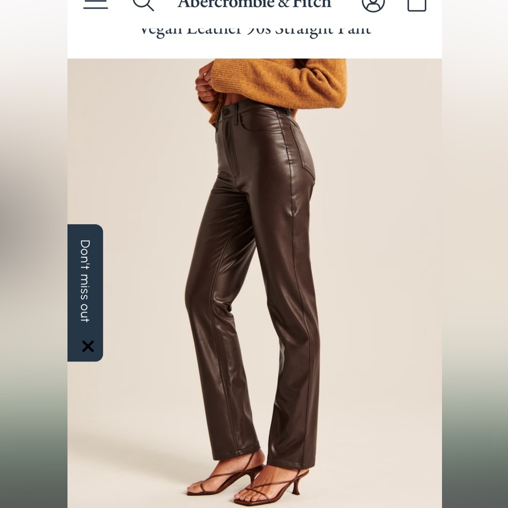 Abercrombie & Fitch Brown Leather Straight Leg Pants
